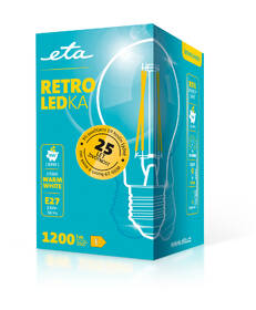 LED žiarovka ETA RETRO LEDka klasik filament 9W, E27, teplá biela 

 obrázok produktu 3 z 3