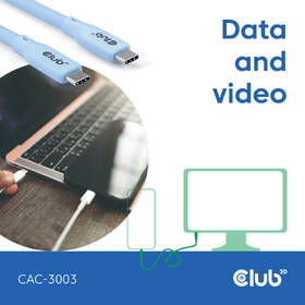Kábel Club3D USB-C 4.0, 20Gbps, 4K60Hz, PD 240W, 2m modrý

 obrázok produktu 3 z 3