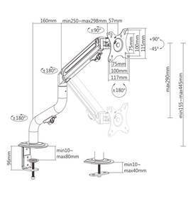 Držiak Gembird MA-DA1-02, pre monitor, naklápacie, pre uhlopriečky 17"-32”, nosnosť 8kg čierny

 obrázok produktu 5 z 5