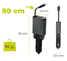 Adaptér do auta Mobile Origin 3in1 50W CA27 - USB-C, USB-A + USB-C kábel čierny/sivý

 obrázok produktu 7 z 13