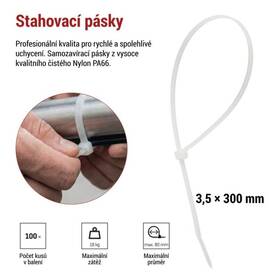 Sťahovacie pásky EMOS 300×3,5MM, 100KS biele

 obrázok produktu 5 z 10