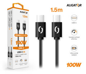 Kábel Aligator Power 100W, USB-C/USB-C, 5A, 1,5m čierny

 obrázok produktu 2 z 2
