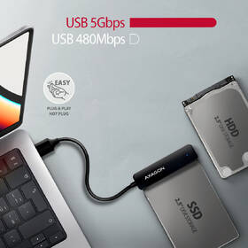 Adaptér Axagon SLIM USB 5Gbps - SATA 6G 2.5" SSD/HDD čierny

 obrázok produktu 2 z 4