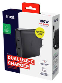 Nabíjačka do siete Trust MAXO 100W 2-Port GaN, USB-C čierny

 obrázok produktu 8 z 14