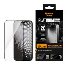 Tvrdené sklo PanzerGlass Platinum na Apple iPhone 18 Pro/17 Pro s bezprašným instalačním boxem čierne

 obrázok produktu 4 z 6