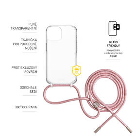 Kryt na mobil FIXED Pure Neck s ružovou šnúrkou na krk na Apple iPhone 14 Pro Max priehľadný

 obrázok produktu 4 z 7