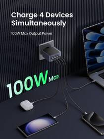 Nabíjačka do siete UGREEN Nexode S 100W 3xUSB-C, 1xUSB-A, GaN sivá

 obrázok produktu 3 z 14