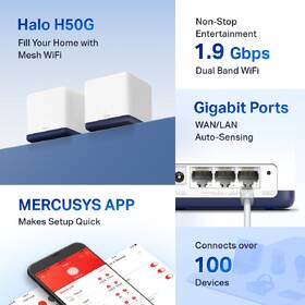 Kompletný Wi-Fi systém Mercusys Halo H50G (2 ks) biely

 obrázok produktu 2 z 9