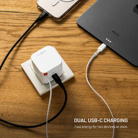Nabíjačka do siete FIXED GaN 2xUSB-C, PD 3.0, so samonavíjacím káblom, 65W biela

 obrázok produktu 6 z 10