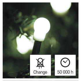Vianočné osvetlenie EMOS 80 LED cherry reťaz - guličky, 8 m, vonkajšia aj vnútorná, studená biela, časovač 

 obrázok produktu 2 z 8