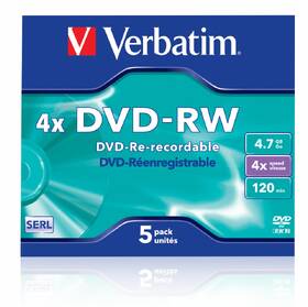 Disk Verbatim DVD-RW SERL 4,7GB, 4x, jewel case 5 ks 

 obrázok produktu 1 z 2