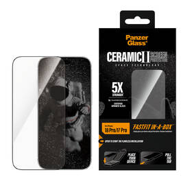 Tvrdené sklo PanzerGlass Ceramic II na Apple iPhone 18 Pro/17 Pro s bezprašným instalačním boxem čierne

 obrázok produktu 4 z 6
