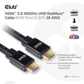 Kábel Club3D HDMI 2.0, aktivní, High Speed 4K, 10m čierny

 obrázok produktu 2 z 4