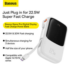 Powerbank Baseus Qpow Pro 10000mAh 22,5W s USB-C káblom biely

 obrázok produktu 11 z 16