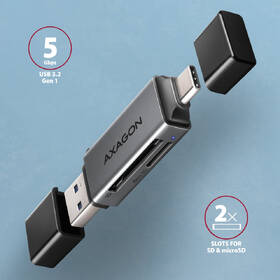Čítačka pamäťových kariet Axagon CRE-DAC, USB-C + USB-A, SD/microSD, UHS-I čierna

 obrázok produktu 1 z 5