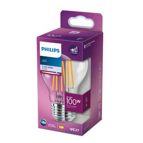 LED žiarovka Philips filament klasik, E27, 10,5W, studená biela 

 obrázok produktu 2 z 2