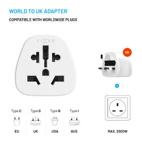 Cestovný adaptér FIXED pro UK, US, AUS do UK biely

 obrázok produktu 2 z 4