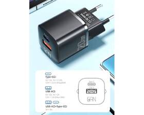 Nabíjačka do siete Essager 20W, GaN, USB-C, USB-A čierna

 obrázok produktu 8 z 8