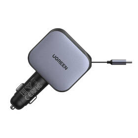 Adaptér do auta UGREEN 2×USB-C, USB, 60W, so zaťahovacím káblom sivý

 obrázok produktu 1 z 7