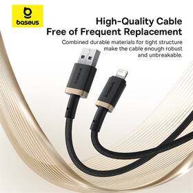 Kábel Baseus Dura USB/Lightning, 2.4A, 2m čierny/zlatý

 obrázok produktu 10 z 16
