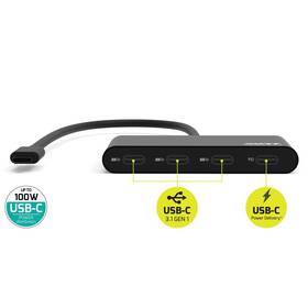 USB Hub PORT CONNECT USB-C, 3x USB-C 3.1 + 1x USB-C 100W PD čierny

 obrázok produktu 3 z 5