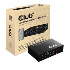 HDMI rozbočovač Club3D Switch 1:3 HDMI, 3 porty 

 obrázok produktu 3 z 3