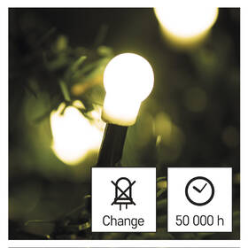 Vianočné osvetlenie EMOS 480 LED cherry reťaz - guličky, 48 m, vonkajšia aj vnútorná, teplá biela, časovač 

 obrázok produktu 2 z 8