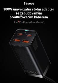 Nabíjačka do siete Baseus GaN3, 2x USB-A, 2x USB-C 100W čierna

 obrázok produktu 8 z 15