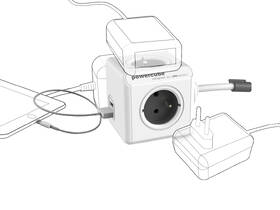 Kábel predlžovací Powercube USB, 4x zásuvka, 2x USB, 1,5m sivý/biely

 obrázok produktu 2 z 8