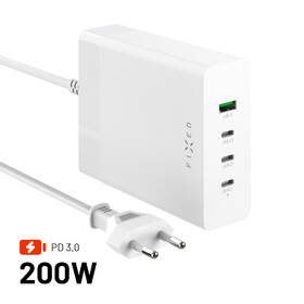 Nabíjačka do siete FIXED Charging Station 3xUSB-C/ 1xUSB-A, GaN, PD 3.0, 200 W biela

 obrázok produktu 1 z 12
