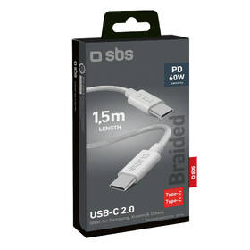 Kábel SBS USB-C/USB-C, PD, 60 W, 1,5 m sivý

 obrázok produktu 4 z 4