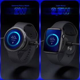 Nabíjací kábel 3mk OmniLink USB-C s nabíjaním Apple Watch a Samsung Galaxy Watch, 100 W PD, 1,5 m čierny

 obrázok produktu 2 z 5