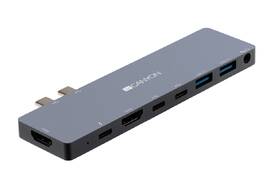 USB Hub Canyon 2x USB-C/2x USB, 2x HDMI 4K, USB-C PD 87W, 2x USB-C, 3,5mm 

 obrázok produktu 1 z 6