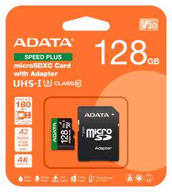 Pamäťová karta ADATA Speed Plus MicroSDXC 128GB, U3 (180R/160W) + SD adaptér čierna

 obrázok produktu 2 z 2