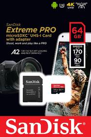 Pamäťová karta SANDISK 64GB A2 C10 V30 UHS-I (170R/90W) + adapter 

 obrázok produktu 3 z 3
