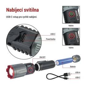Lampáš EMOS LED nabíjateľná kovová stredná 1200 lm, 2200 mAh čierna

 obrázok produktu 2 z 8