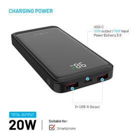 Powerbank FIXED Zen2 10 s LCD displejom, PD 20W, 10000 mAh čierny

 obrázok produktu 2 z 9