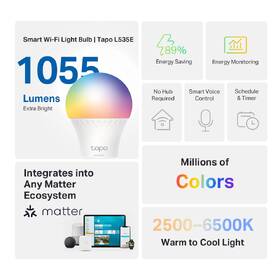 Inteligentná žiarovka TP-Link Tapo L535E, E27, Matter, Wi-Fi 

 obrázok produktu 1 z 10
