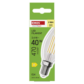 LED žiarovka EMOS Filament sviečka, 3,4 W, E14, teplá biela 

 obrázok produktu 4 z 7