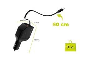 Adaptér do auta Mobile Origin CA22 90W, USB-C + USB-A, 2x USB-C kábel čierny

 obrázok produktu 11 z 13