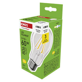 LED žiarovka EMOS Filament A60, 5,9 W, E27, neutrálna biela 

 obrázok produktu 6 z 7