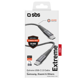 Kábel SBS Aramid Fibre USB-C/USB-C, 60 W, 1,5 m sivý

 obrázok produktu 4 z 4
