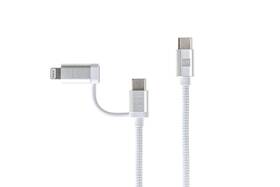 Kábel ERPOWER Dual Cable USB-C/USB-C, Lightning, 65W, 2m biely

 obrázok produktu 1 z 3
