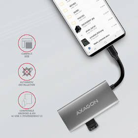 USB Hub Axagon USB 3.2 Gen 2 10 Gb/s húb, 2x USB-A, 2x USB-C, kábel USB-C 13cm sivý

 obrázok produktu 4 z 5