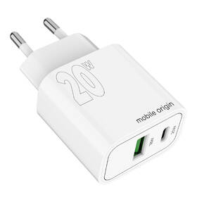 Nabíjačka do siete Mobile Origin 1x USB-A/1x USB-C PD20W biela

 obrázok produktu 8 z 15