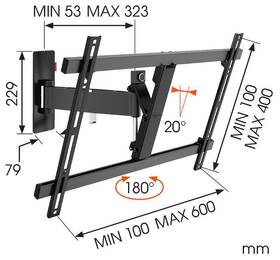 Držiak na TV Vogel’s W52080 polohovateľný, pre uhlopriečky 40" až 65", nosnosť 30 kg čierny

 obrázok produktu 5 z 5