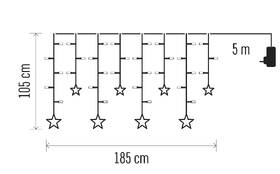 Vianočné osvetlenie EMOS 115 LED záves – hviezdy, 185 × 105 cm, vnútorné, teplá biela 

 obrázok produktu 4 z 5