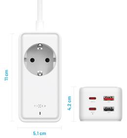 Kábel predlžovací FIXED Charging Strip 2x USB-C a 2x USB, GaN III, PD 65W, 1,5 m biely

 obrázok produktu 6 z 11