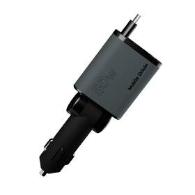 Adaptér do auta Mobile Origin 4in1 50W CA28 - USB-C + USB-A, USB-C, Lightning kábel sivý

 obrázok produktu 2 z 10