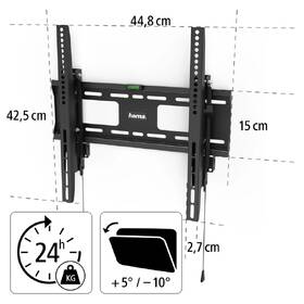 Držiak na TV Hama Professional, naklápací, pre uhlopriečky 32" až 65", nosnosť 50 kg čierny

 obrázok produktu 7 z 9